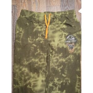 Jurassic World Mens XXL Green Tie Dye Pajama Pants Lounge Sleepwear T-Rex Logo